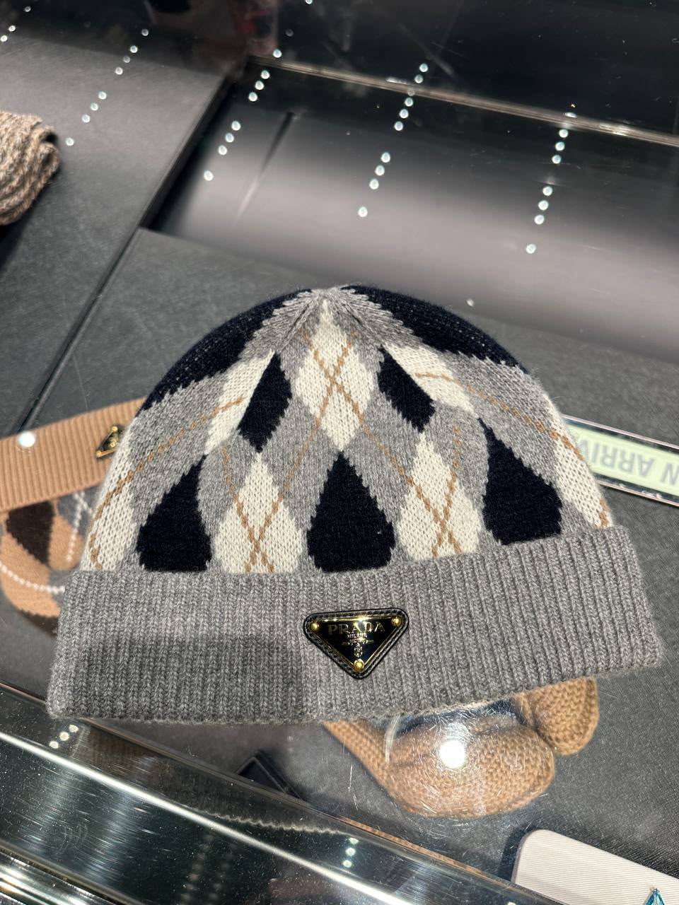Argyle Cashmere Beanie