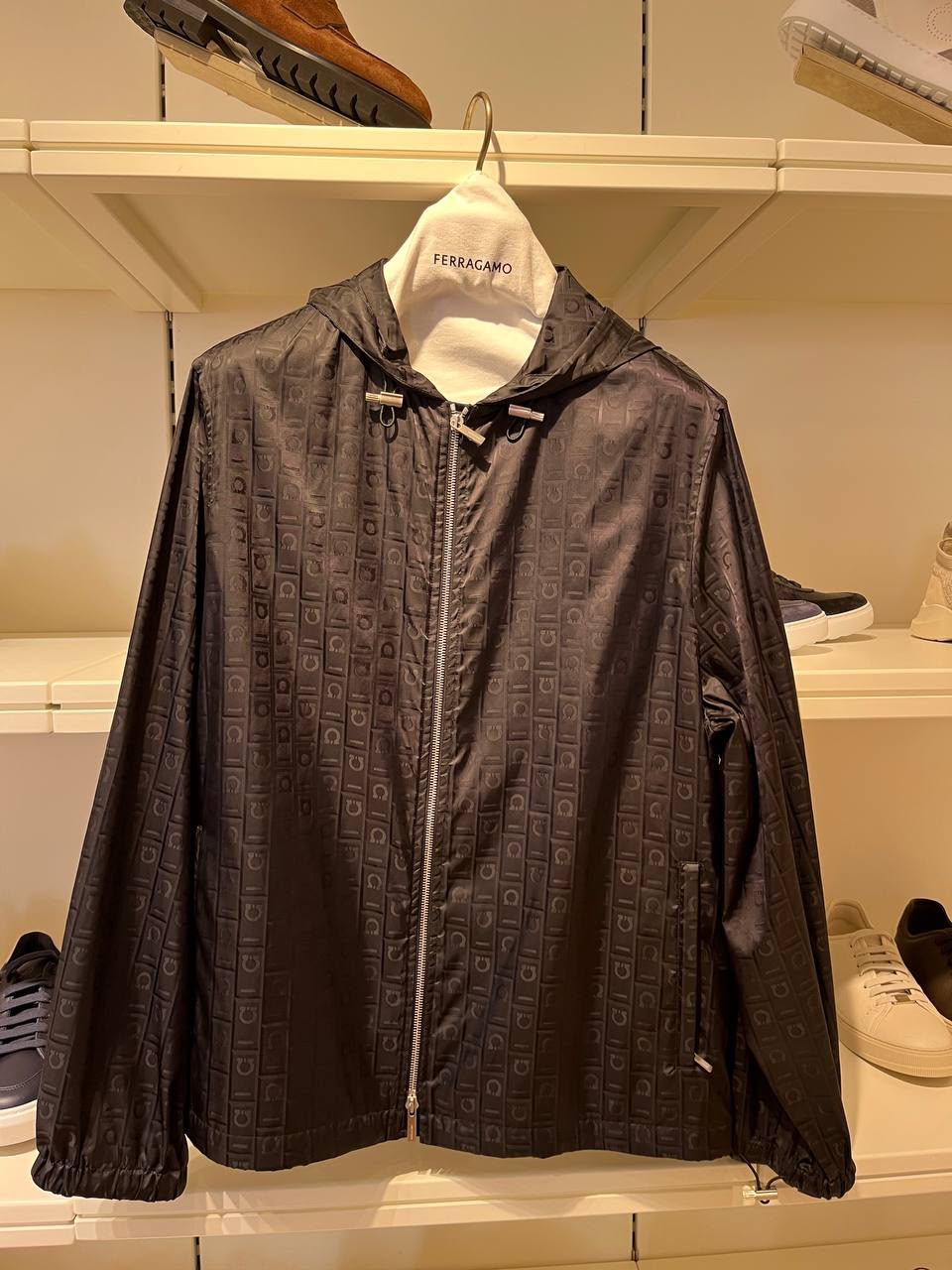 Monogram Print Hooded Windbreaker