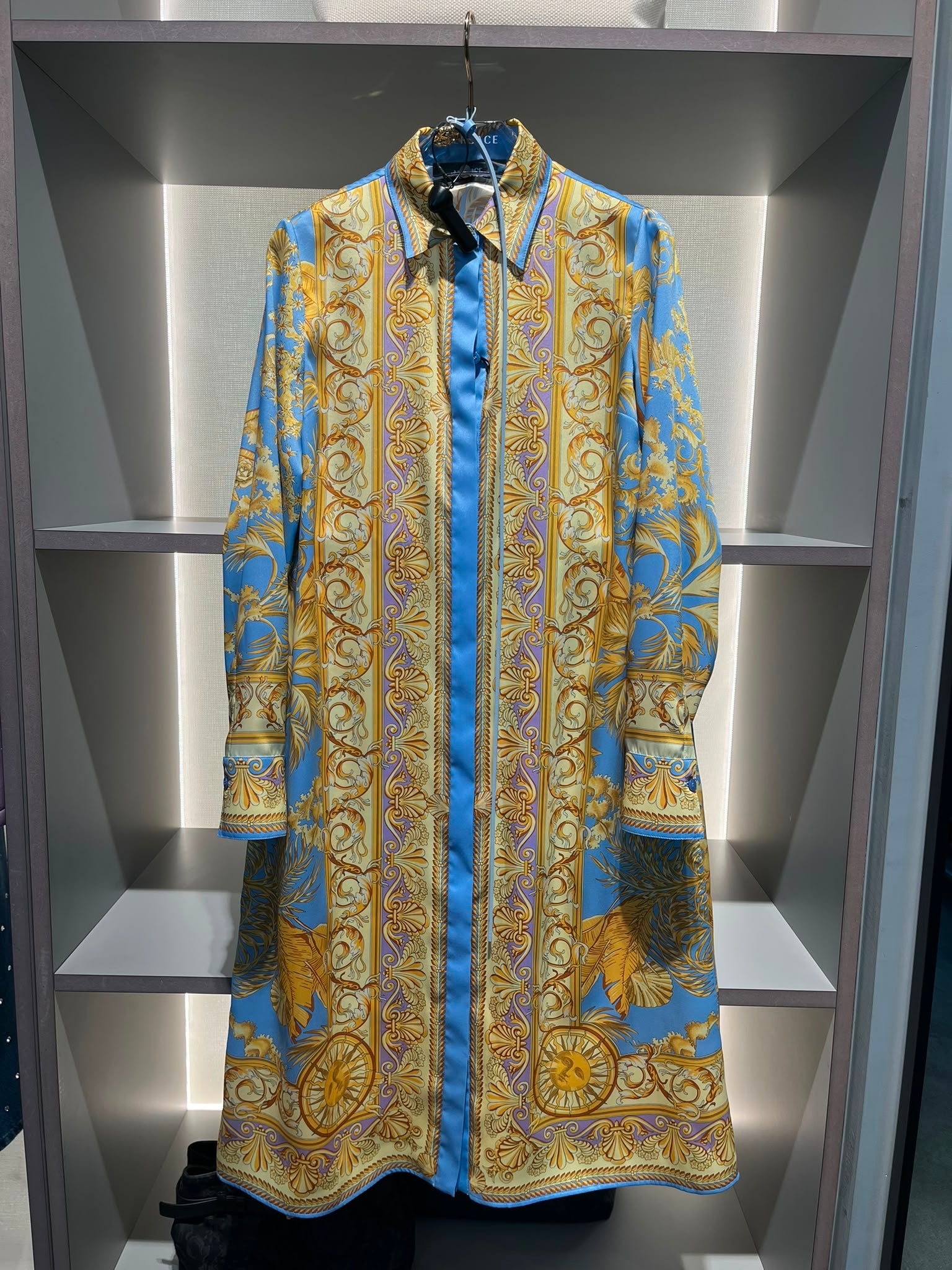 Barocco Print Silk Shirt Dress