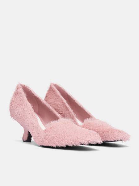 Faux Fur Kitten Heel Pumps