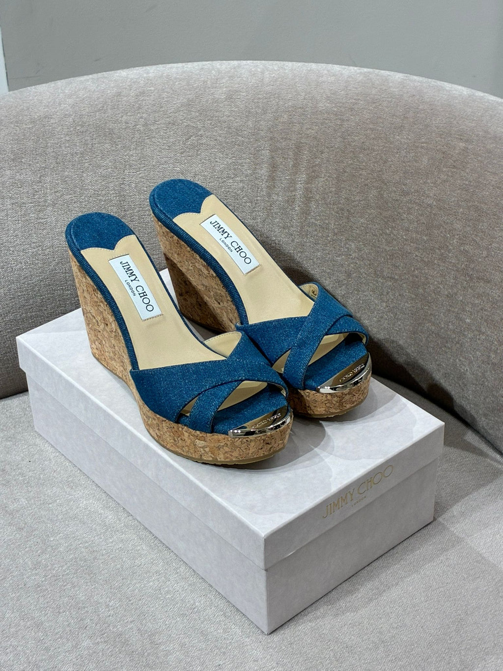 Dellena 100 Denim Wedge Sandals