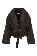 Shawl collar leather jacket