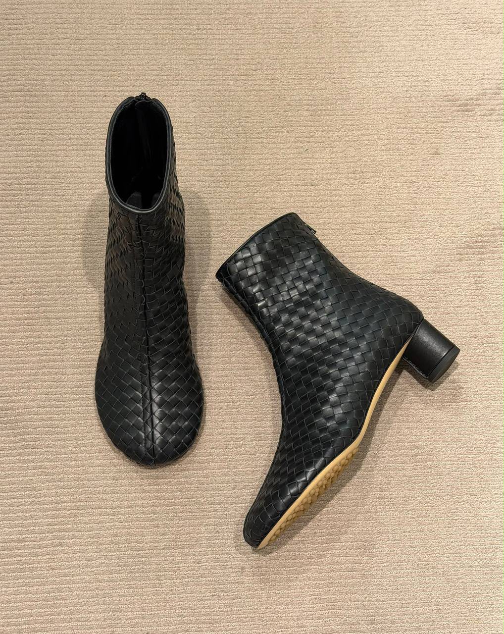 Intrecciato Leather Ankle Boots