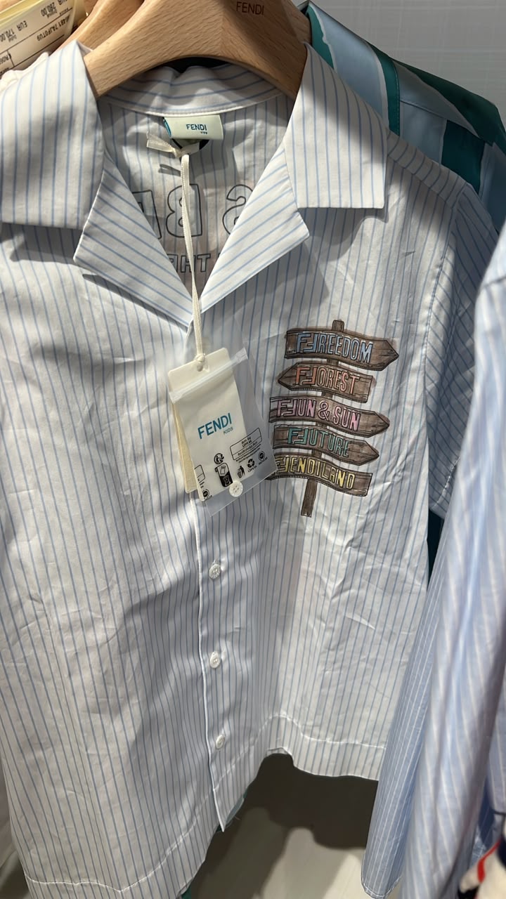 Kids Striped Shirt with Graphic Signpost Embroidery