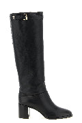 High boots with buckle and logo