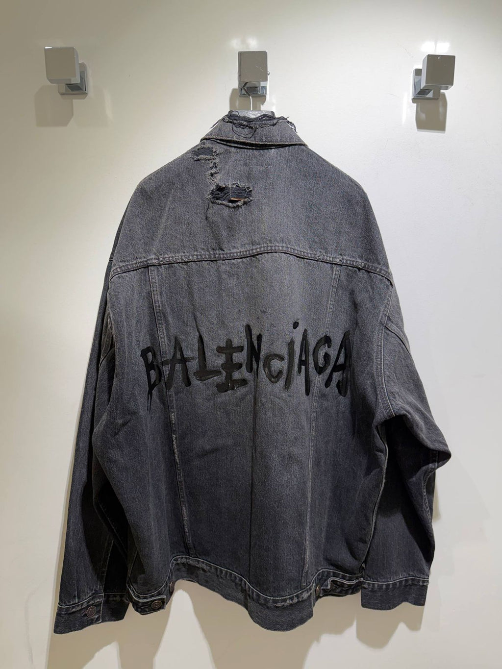 Graffiti Logo Distressed Denim Jacket