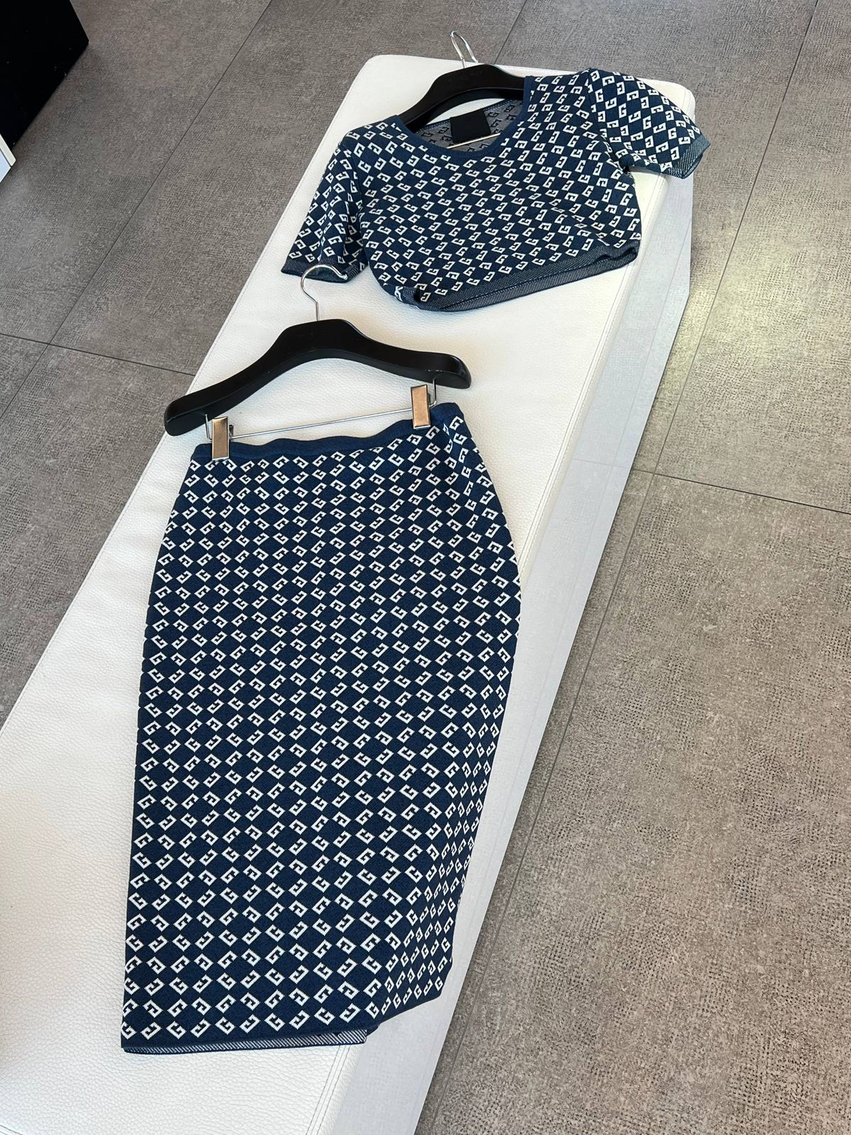 GG Jacquard Knit Top and Skirt Set