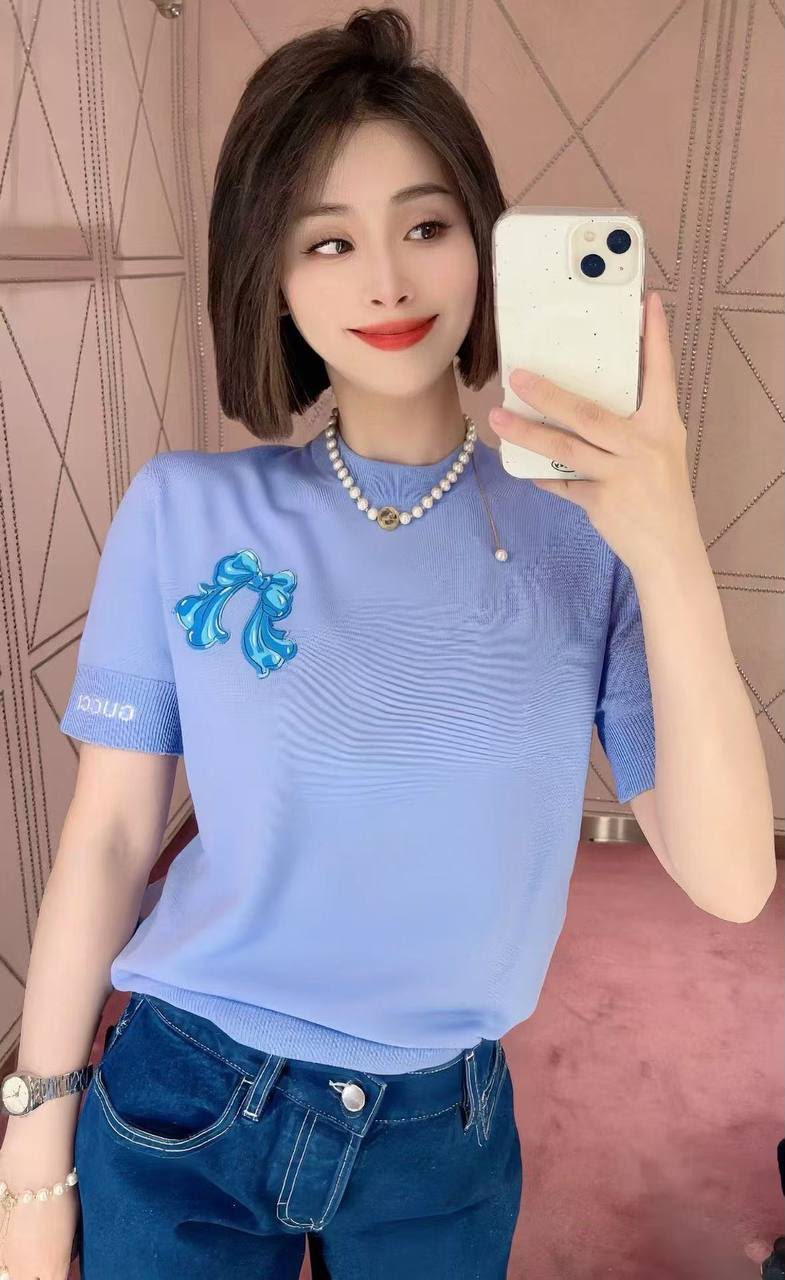 Bow-Embellished Knit Top