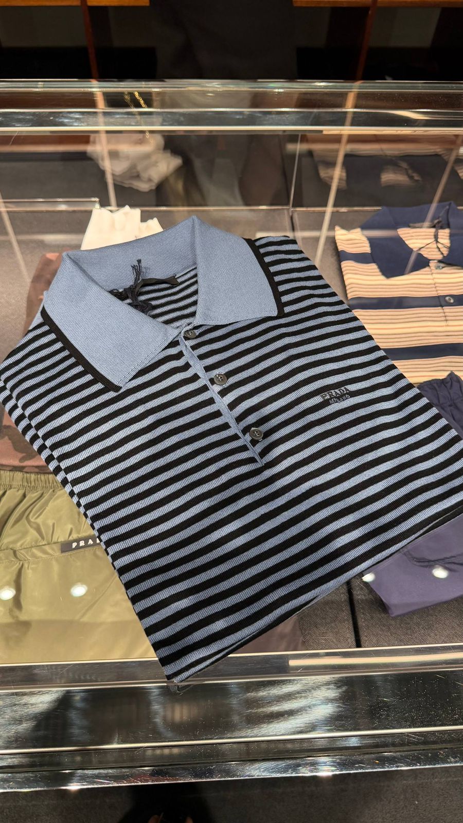 Striped Knit Polo Shirt