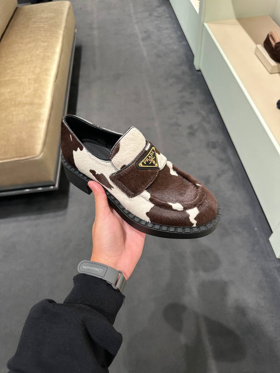 Brushed Leather and Hair Loafers