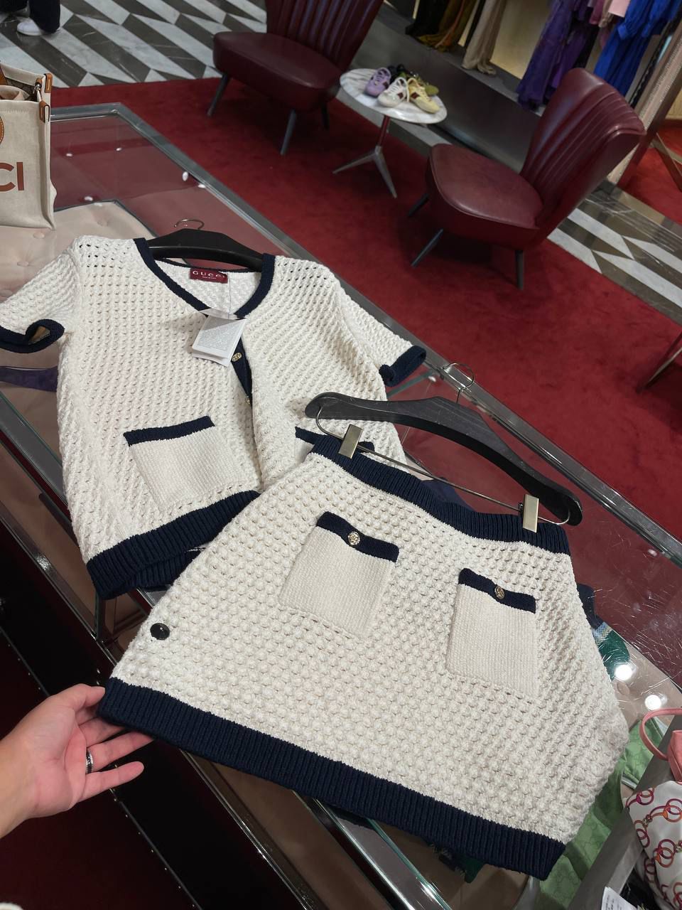 Knit Cardigan and Skirt Set