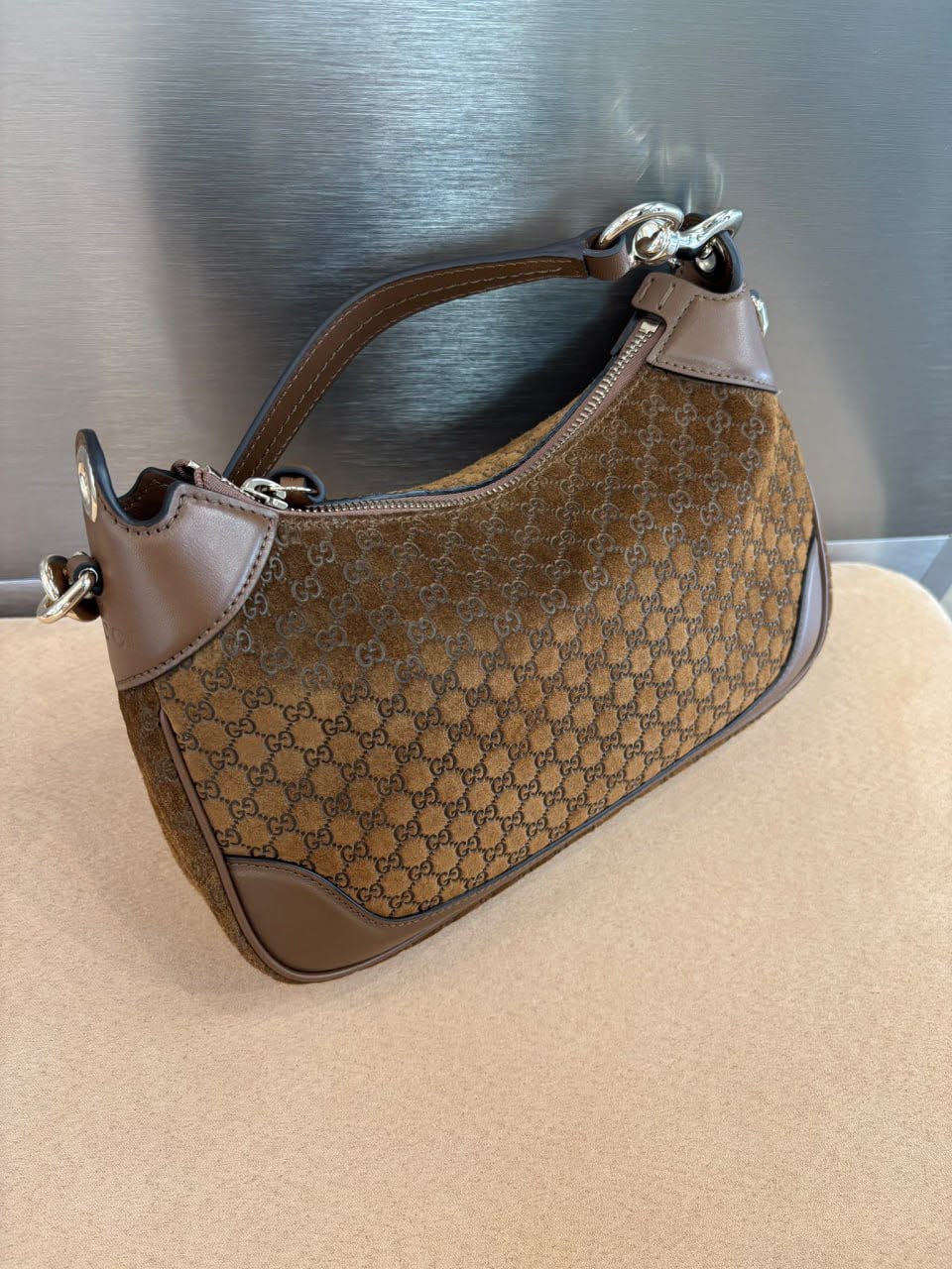 GG Suede Hobo Bag