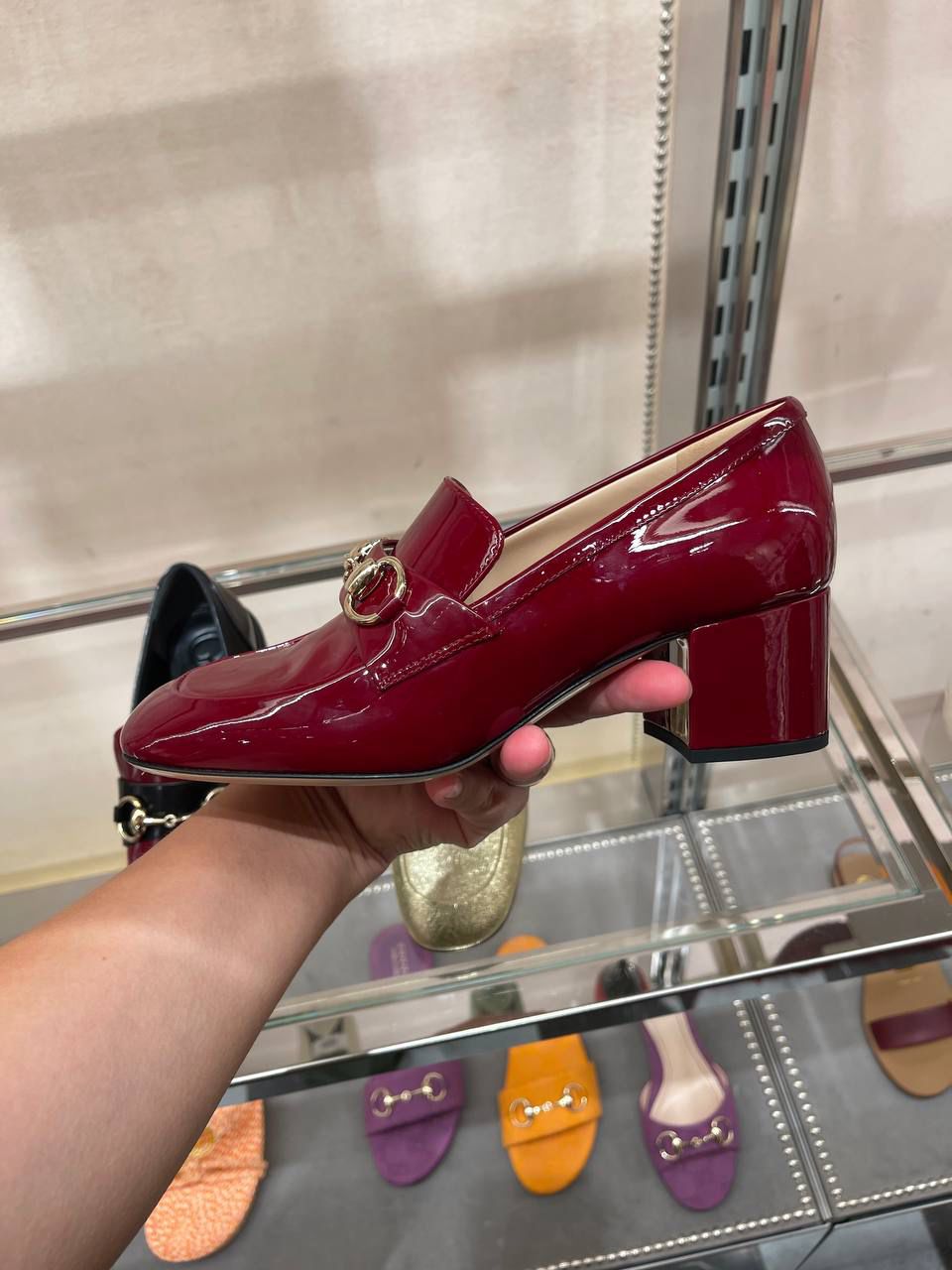 Horsebit Patent Leather Mid-Heel Loafer
