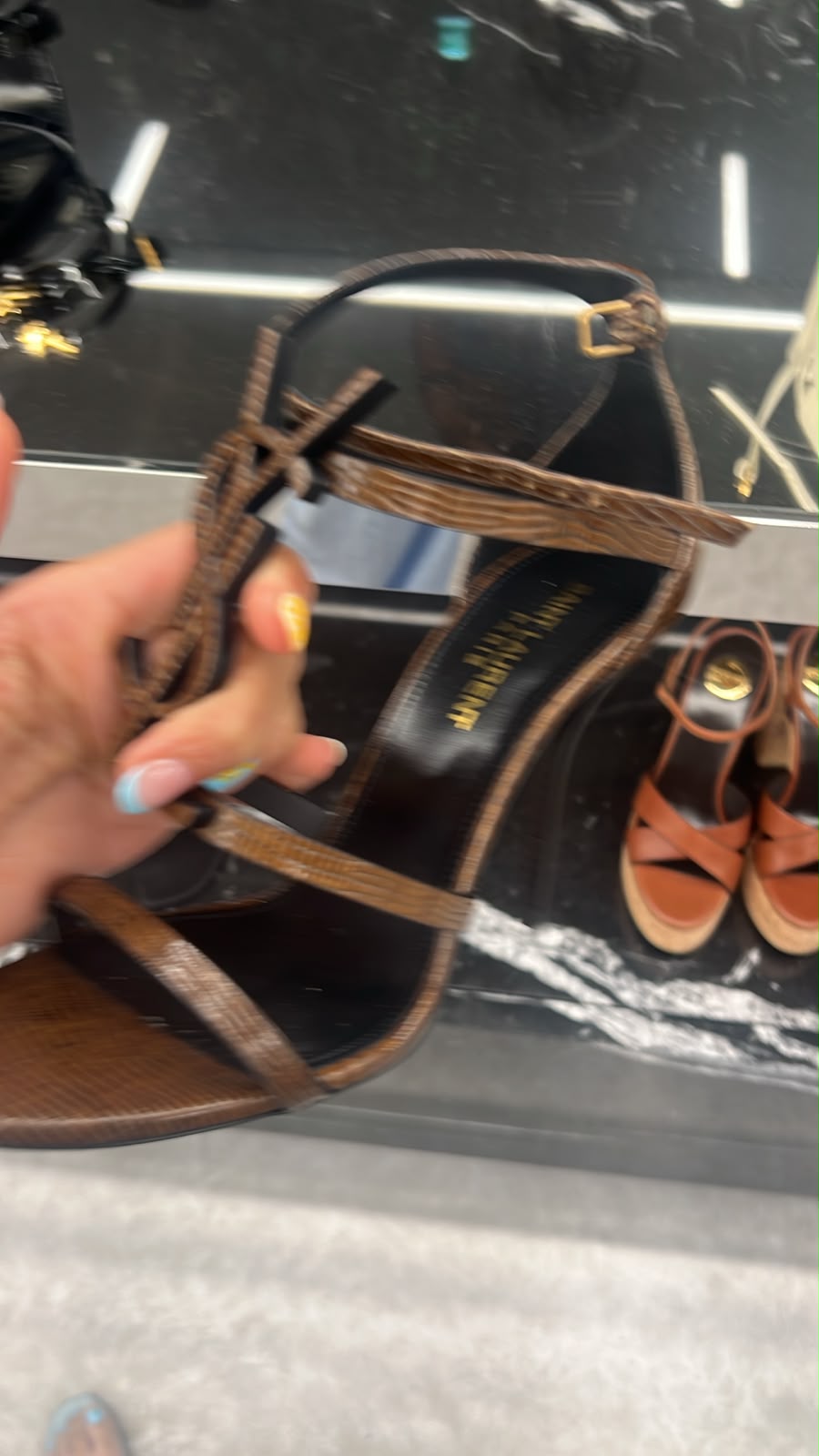 Opyum Sandals in Crocodile-Embossed Leather