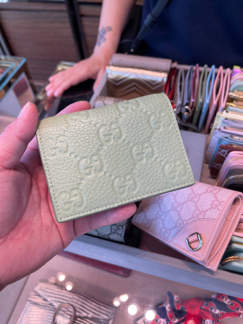 GG Embossed Card Case Wallet