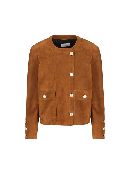 Suede Jacket with Gold Buttons