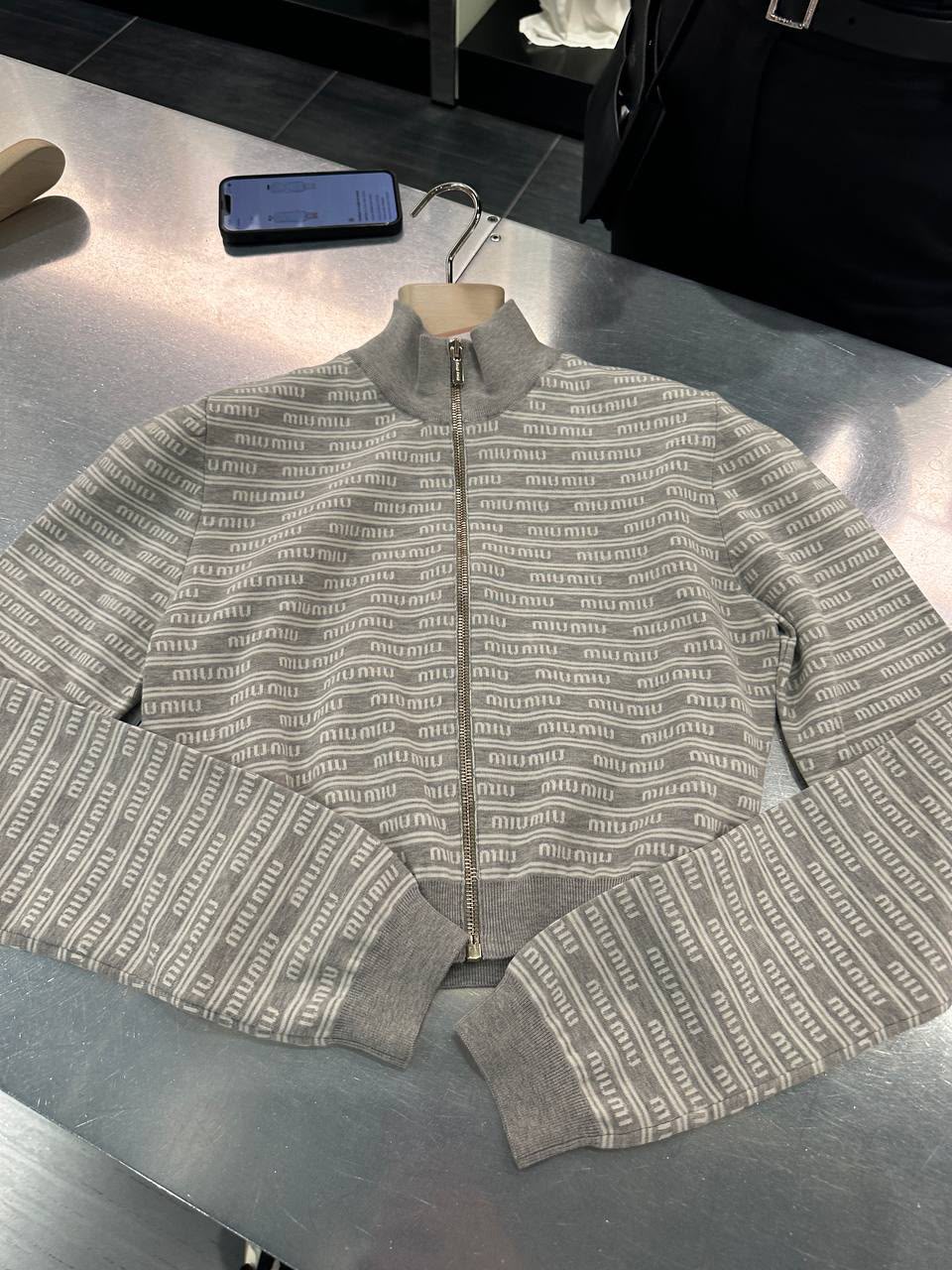Logo-Jacquard Zip-Up Cardigan
