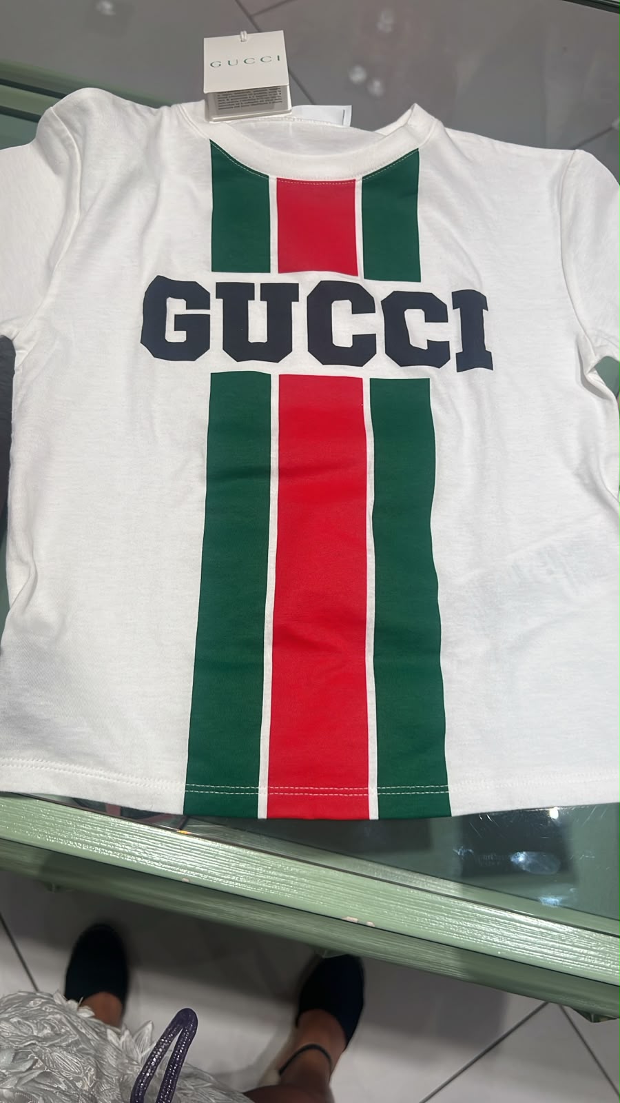 Logo Print T-Shirt with Web Stripe