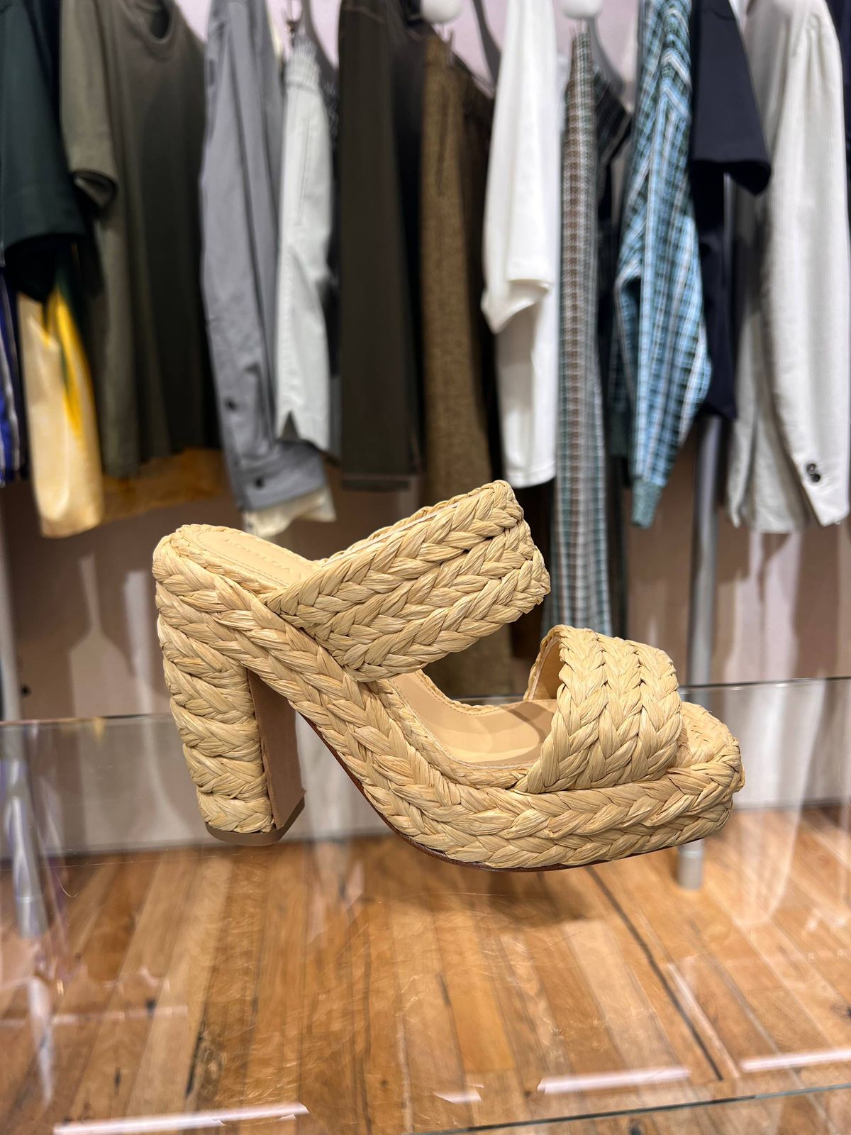 Woven Raffia Platform Mules