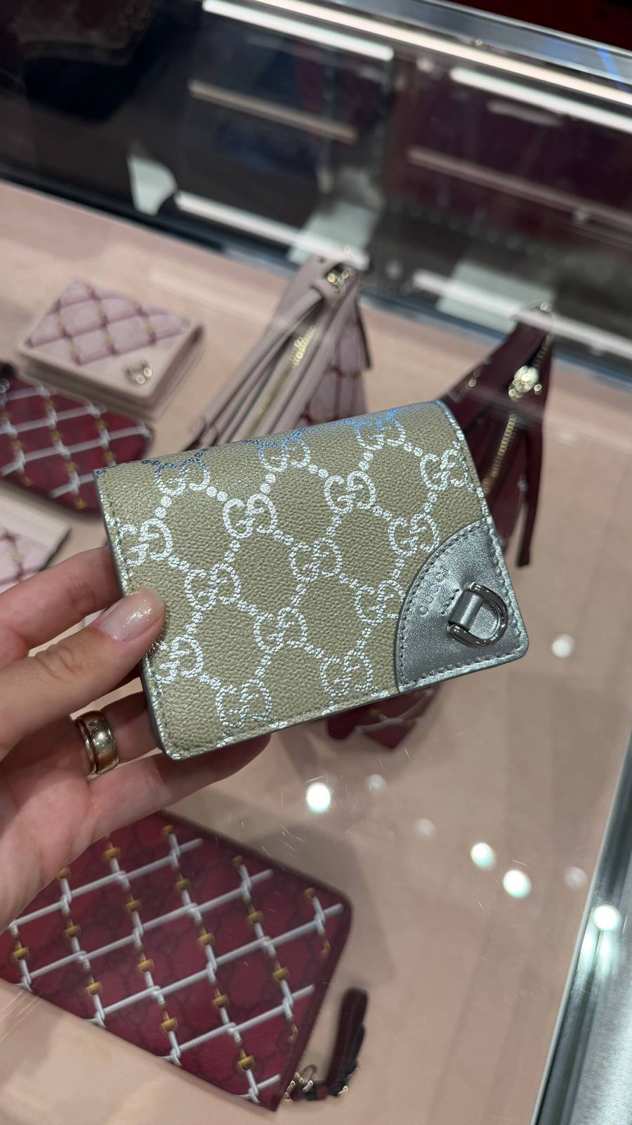 Metallic Leather Card Case Wallet