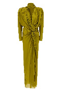 Draped silk dress with knot