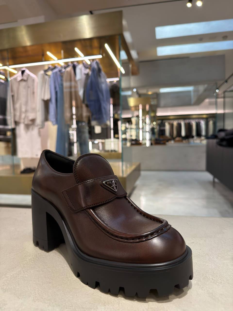 Brushed Leather Platform Loafers
