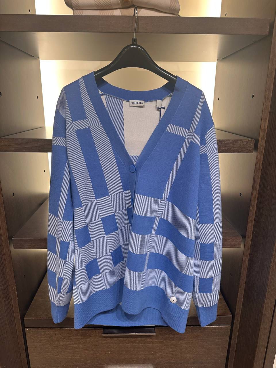 Check Jacquard V-neck Cardigan
