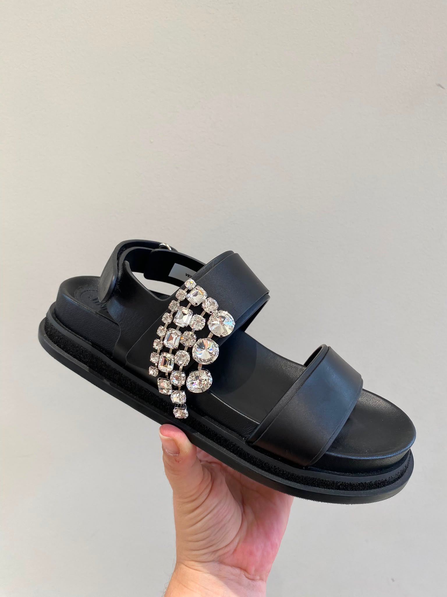 Crystal-Embellished Leather Sandals