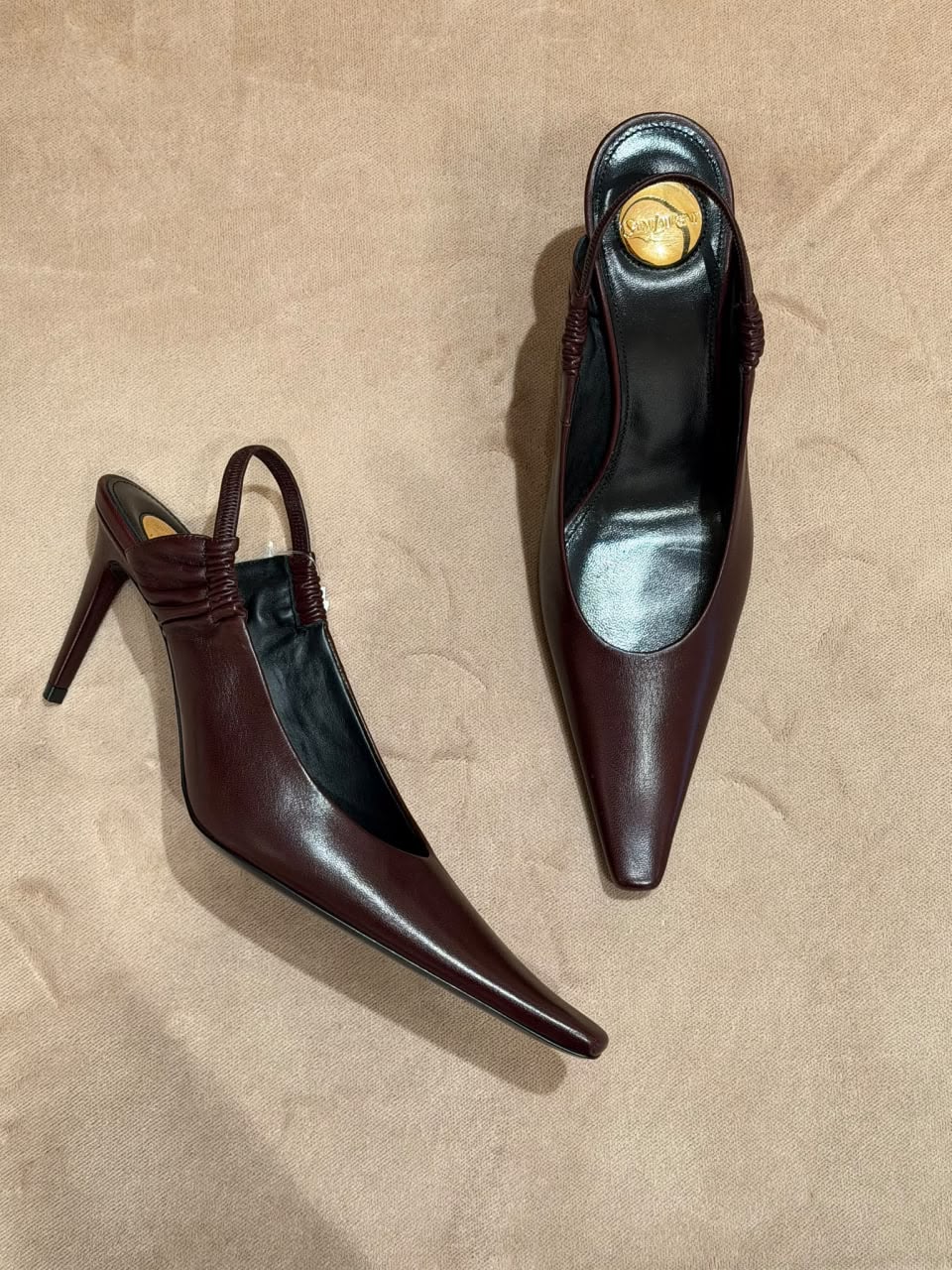Blade Slingback Pumps in Burgundy Leather