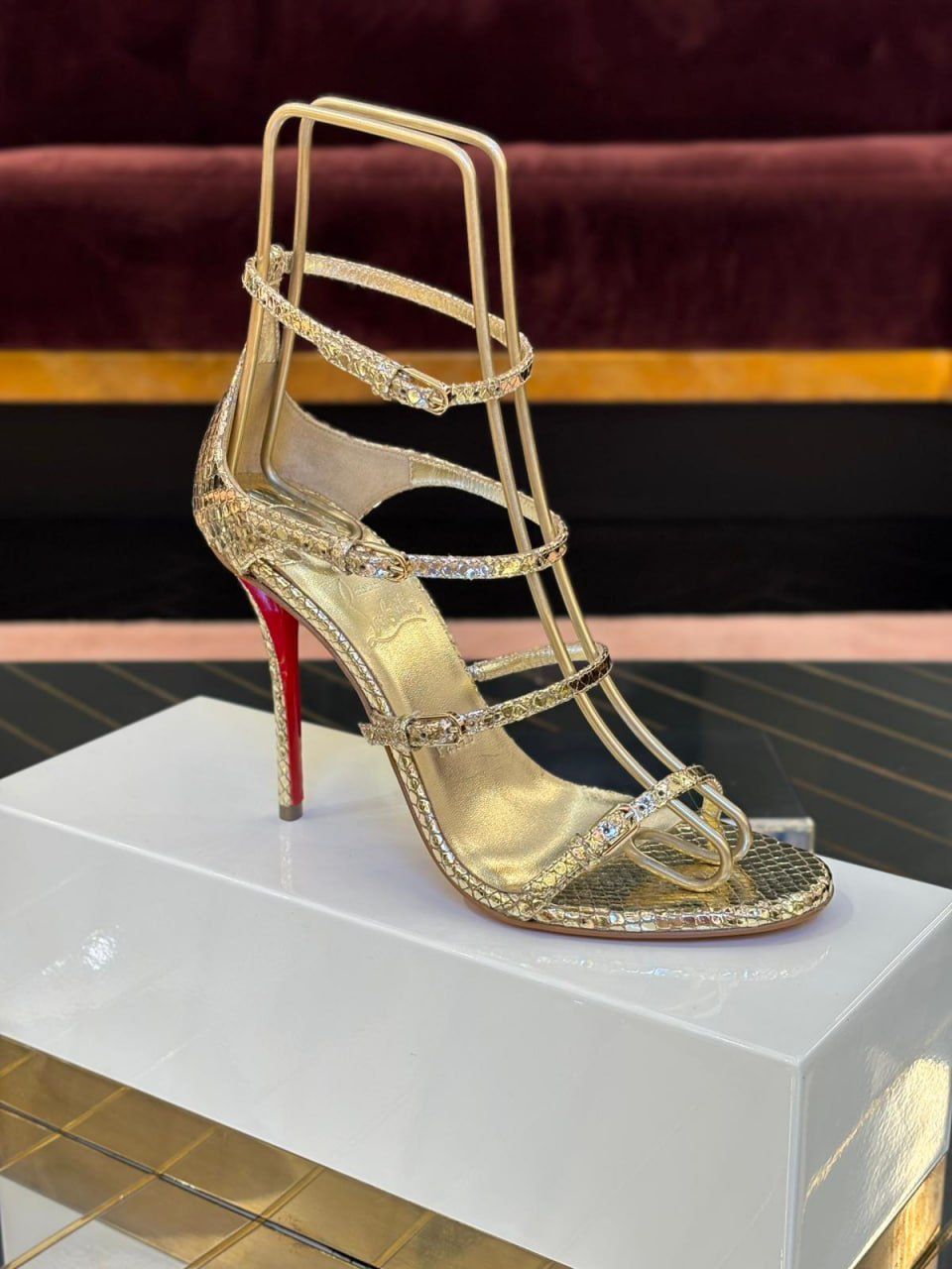 Multistrap Gold Python Sandals