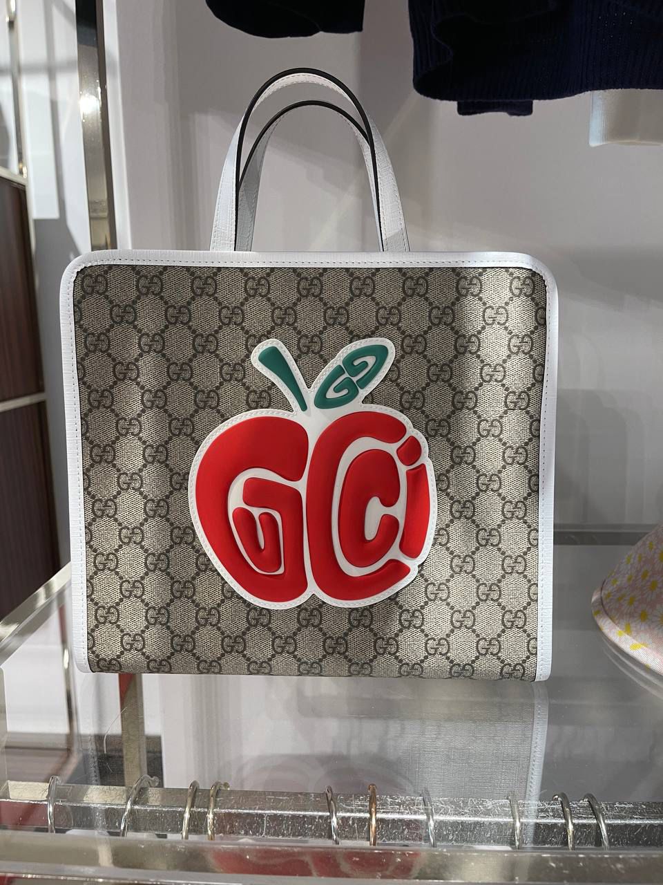 GG Supreme Apple Tote Bag