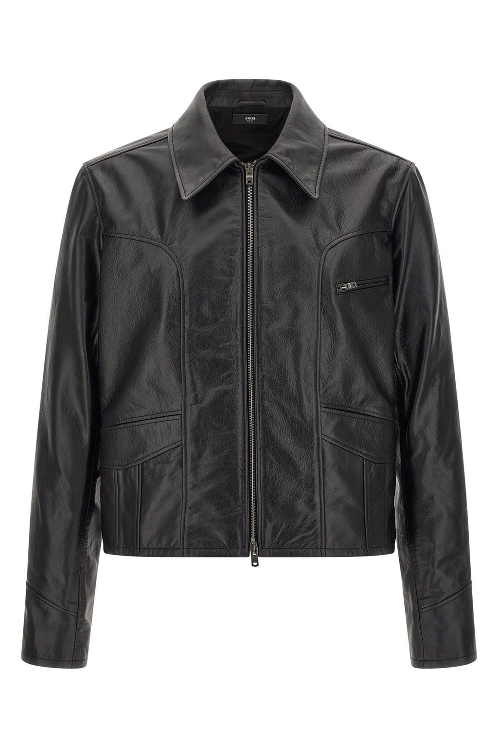 Leather jacket with zip
