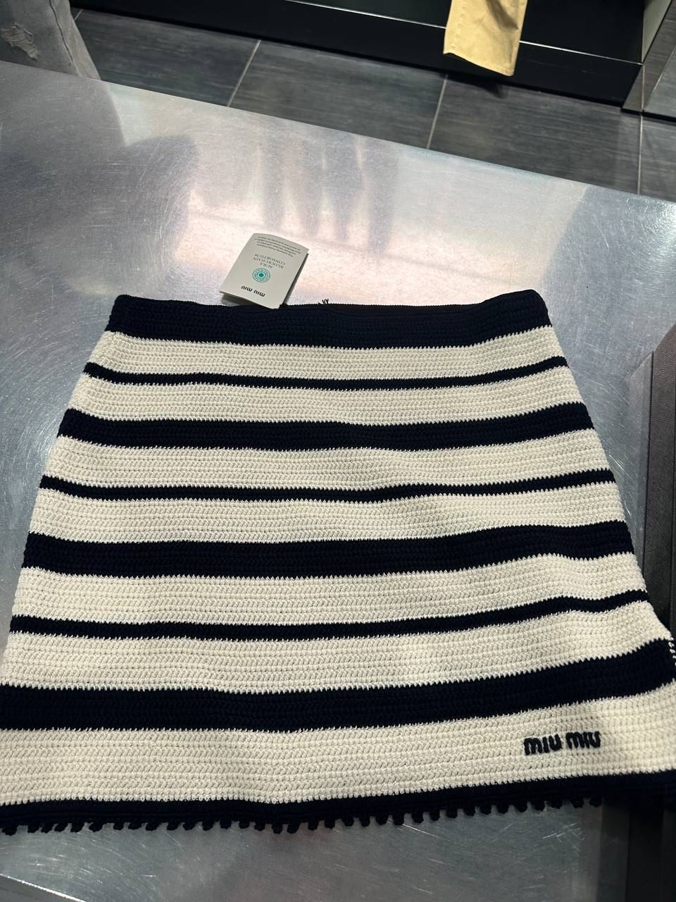 Striped Crochet Mini Skirt