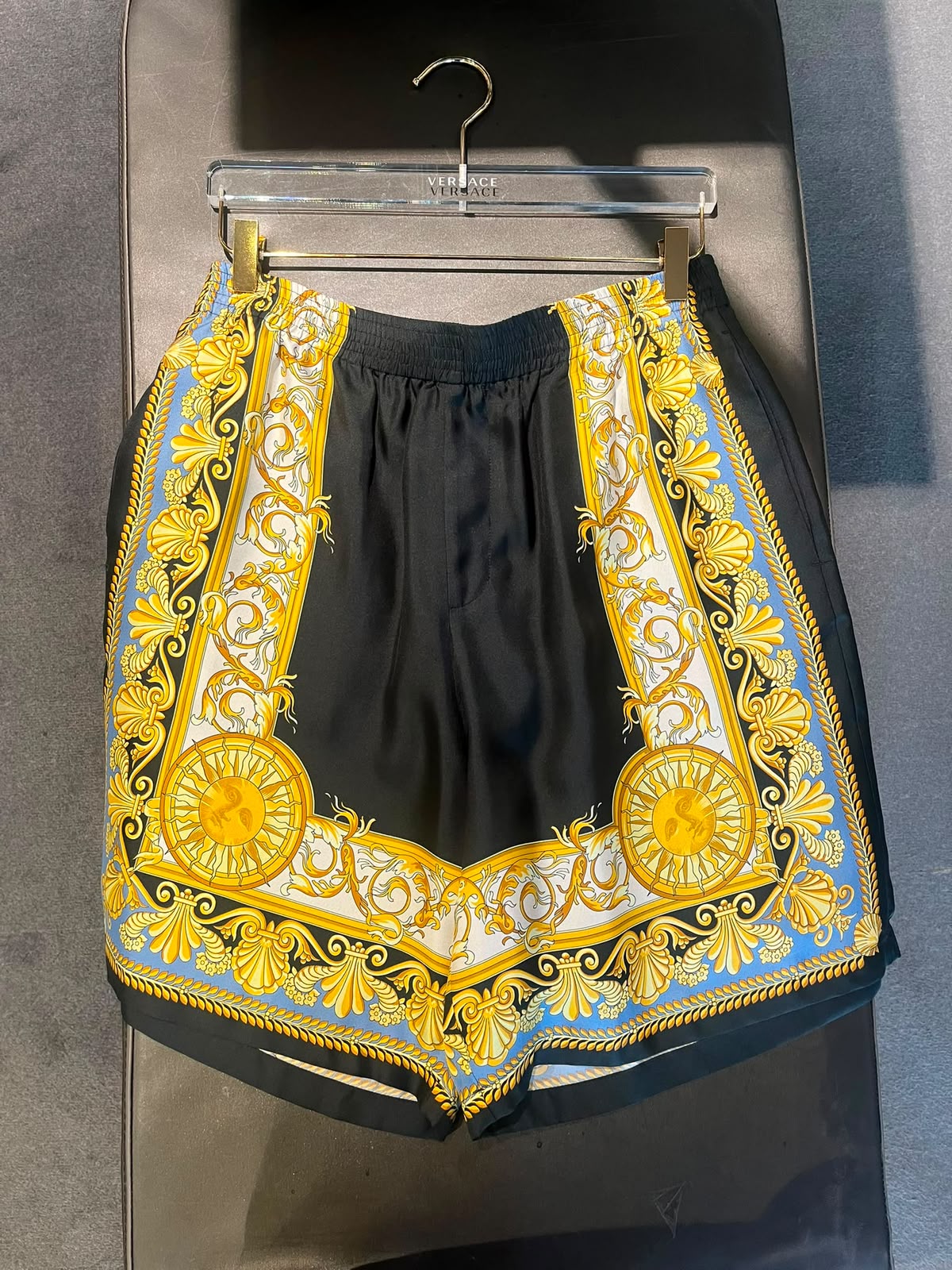 Barocco Print Silk Shorts