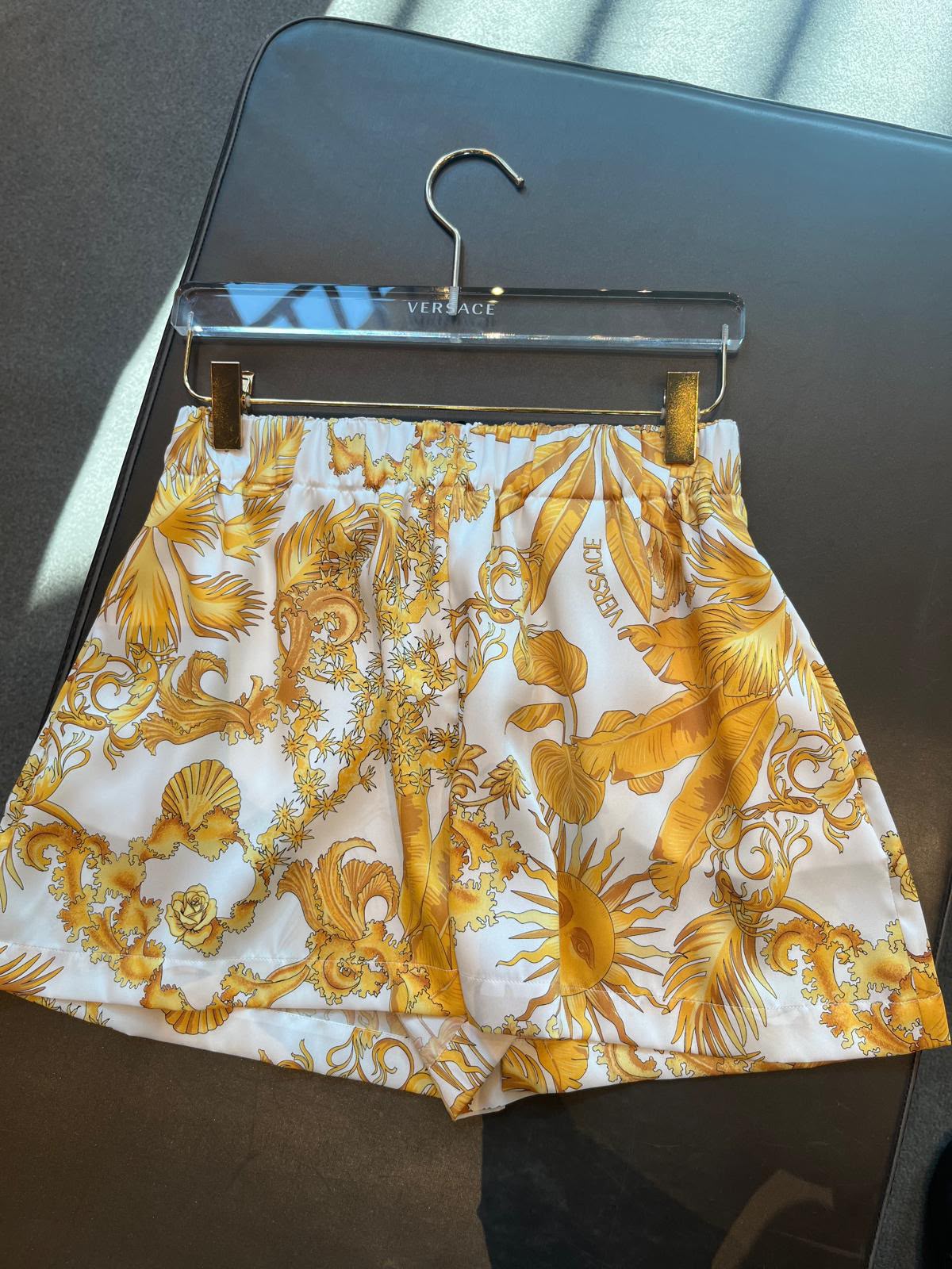 Barocco Sun Print Silk Shorts