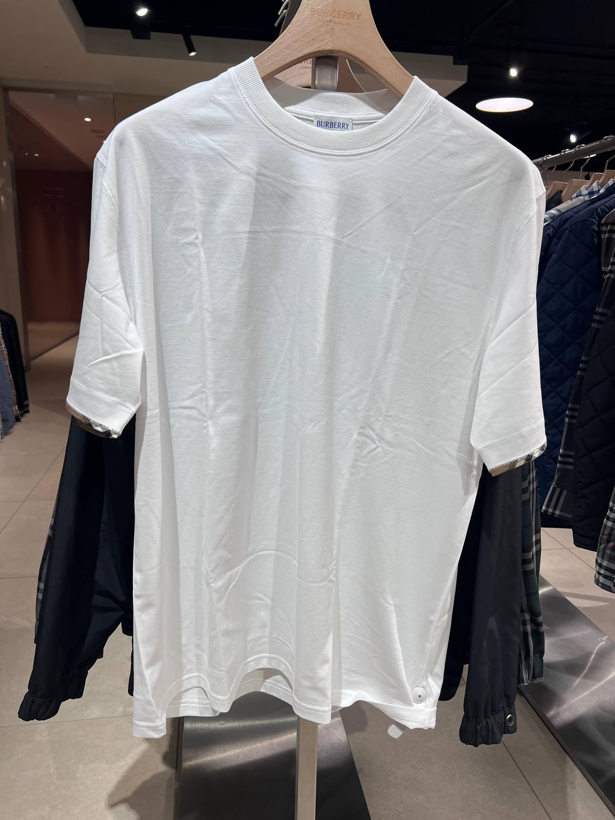 Check Detail Cotton T-shirt