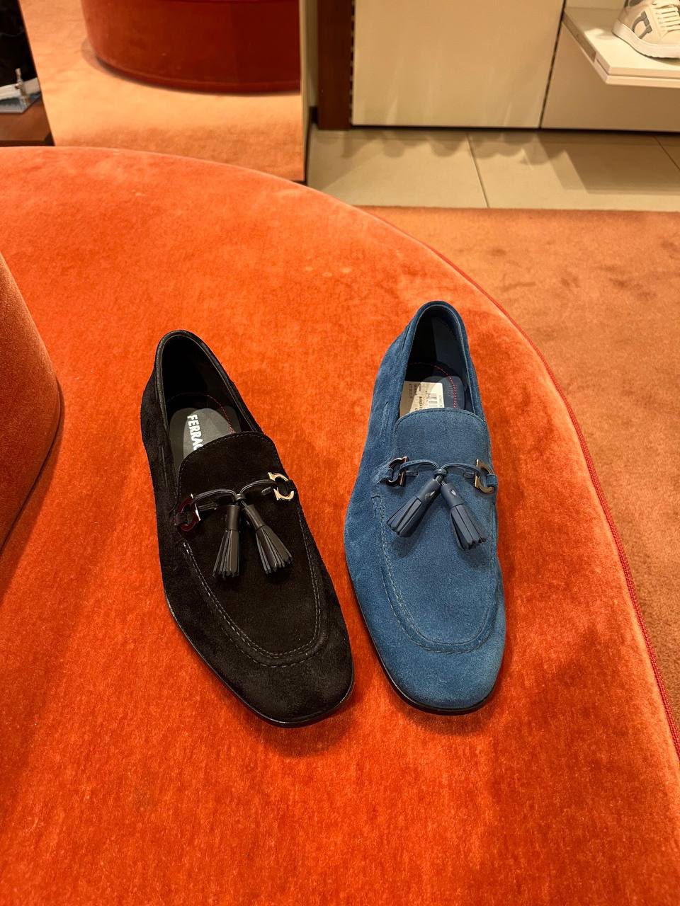 Suede Tassel Loafers with Gancini Ornament