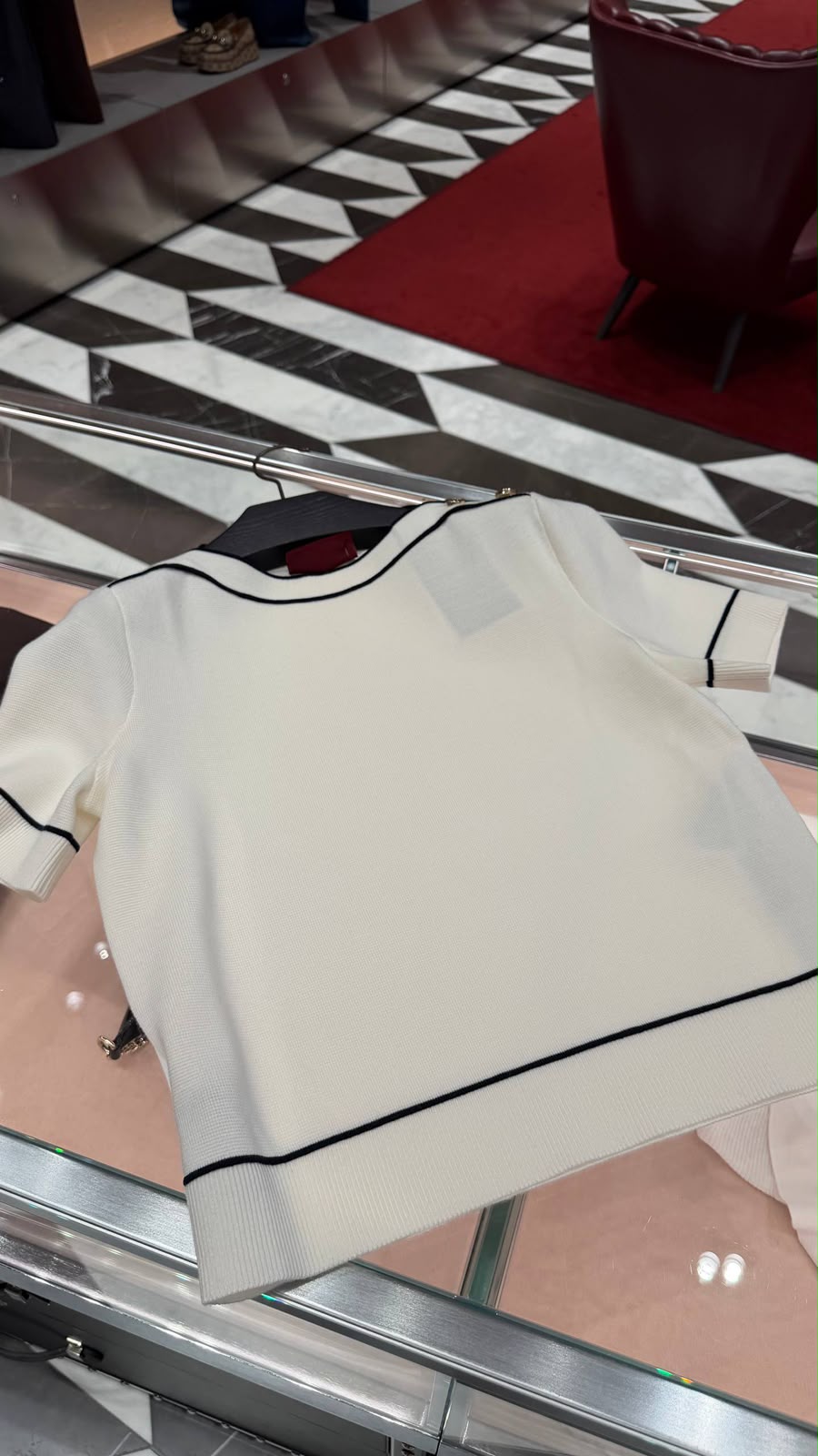 Cotton Knit Top with Web Detail