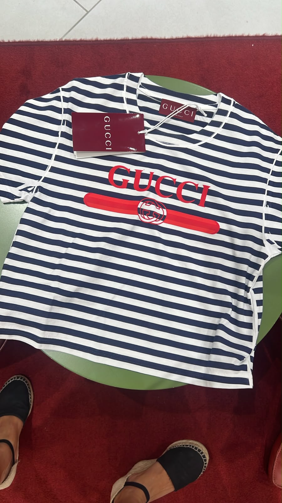 Striped Cotton T-Shirt with Logo