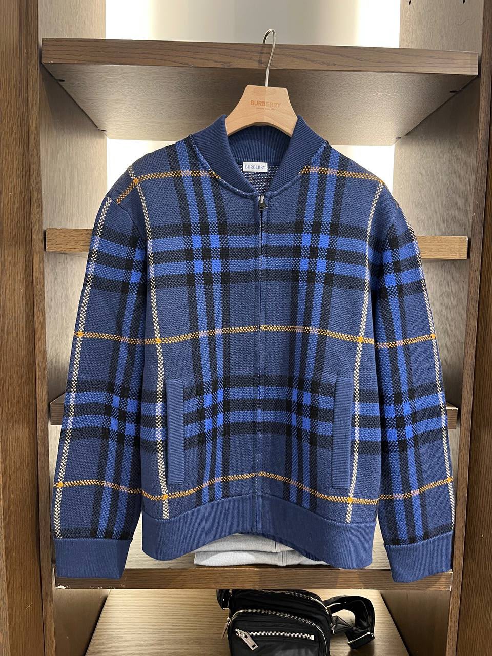 Check Knit Zip-up Jacket