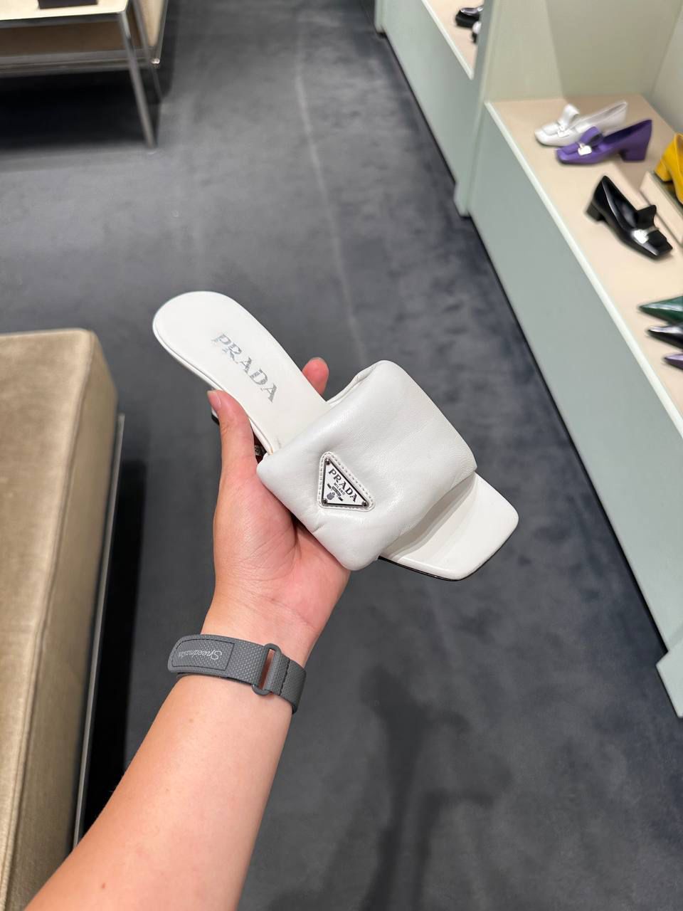 Nappa leather slides