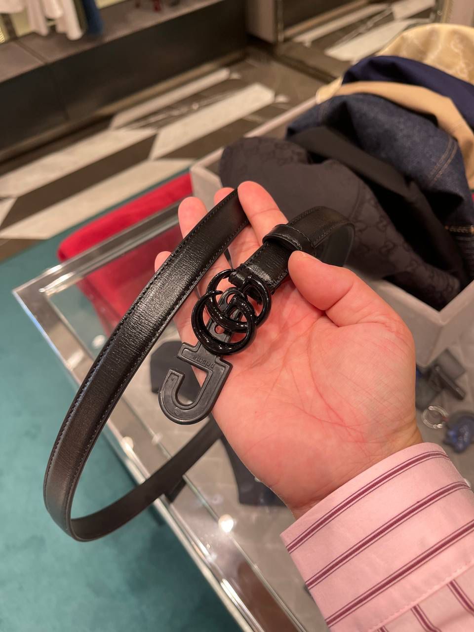 Interlocking G buckle leather belt