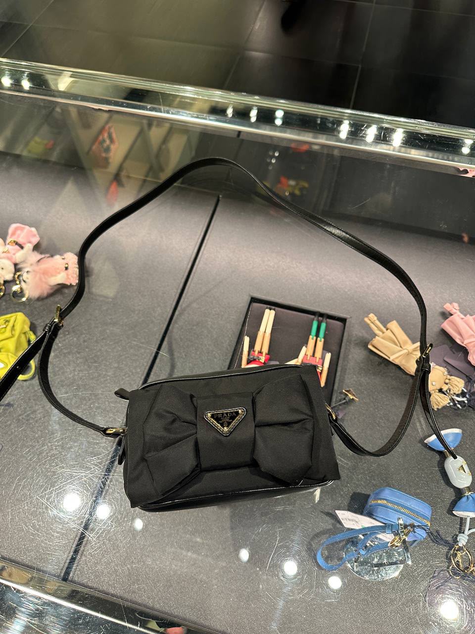 Re-Nylon and Leather Bow Bag