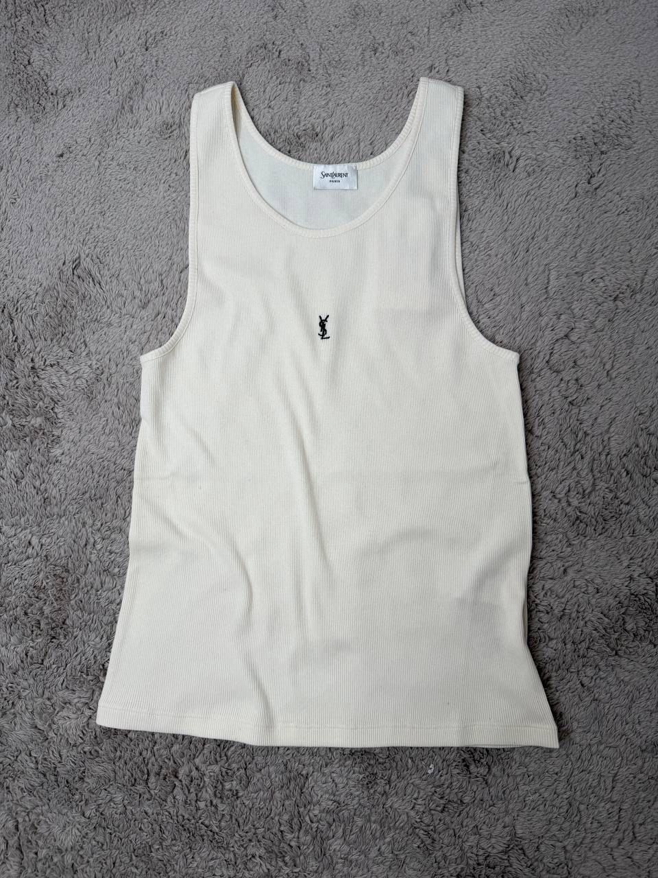 Ribbed Tank Top with YSL Monogram