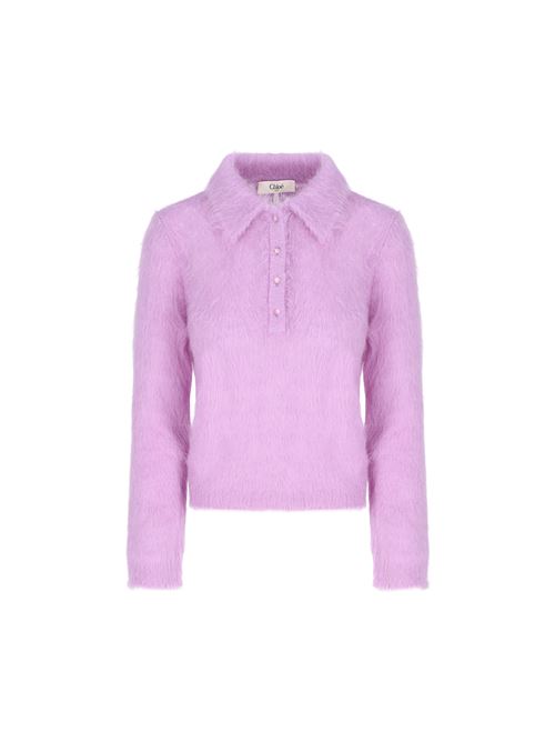 Chloé Fuzzy Knit Polo Sweater