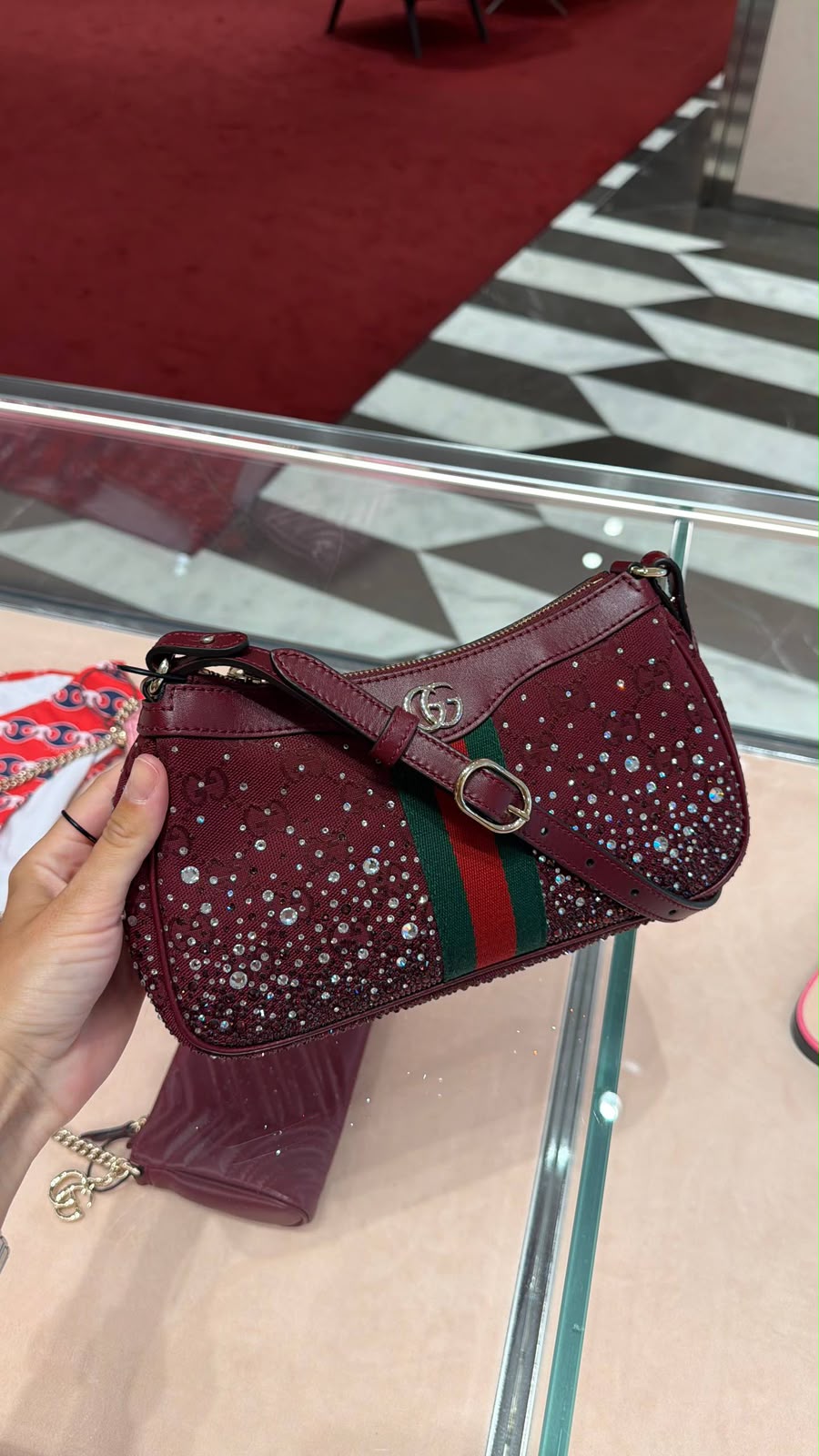 Ophidia GG small shoulder bag with crystals