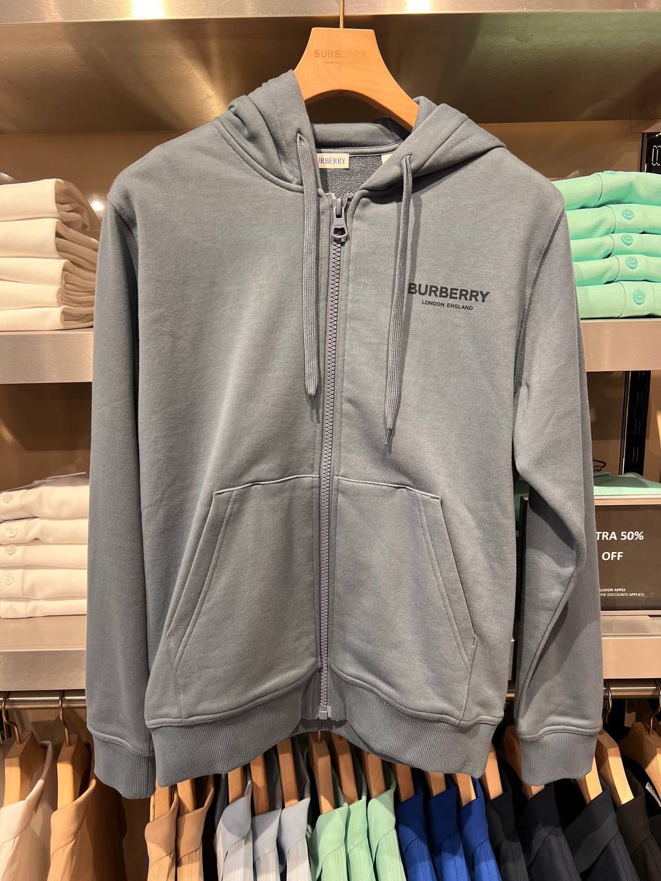 Logo Print Cotton Zip-up Hoodie