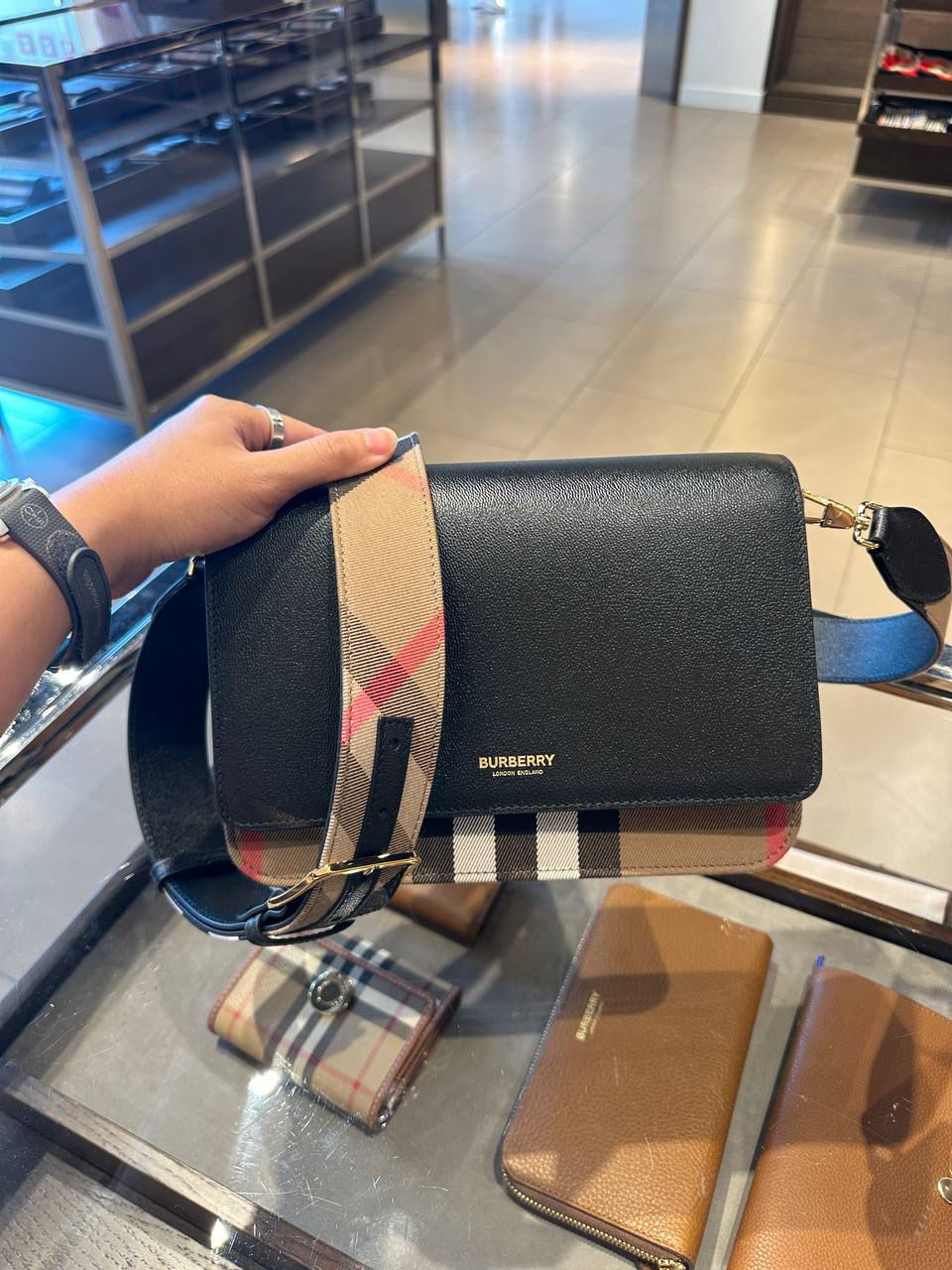 Small Leather and Vintage Check Crossbody Bag