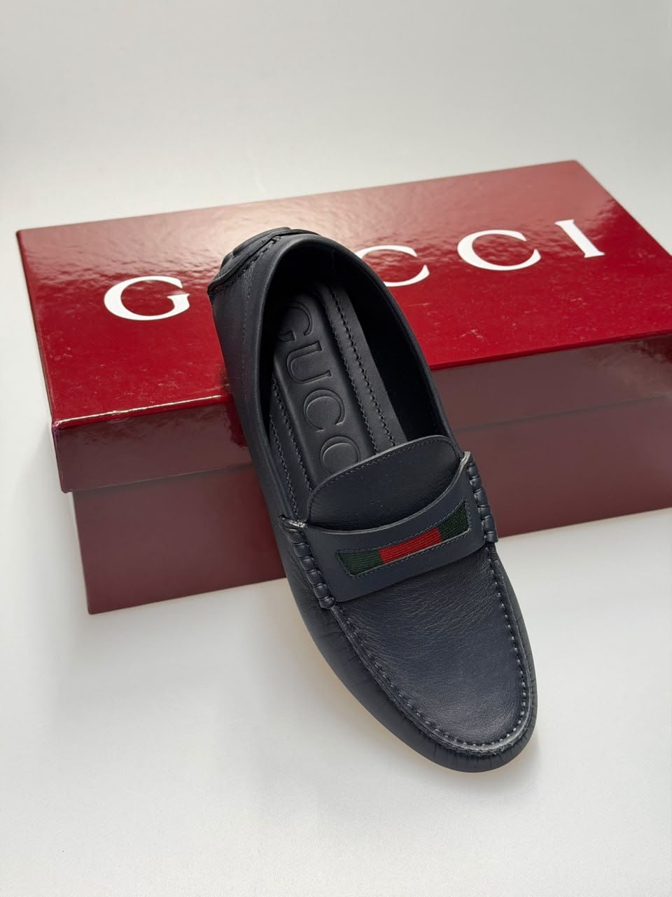 Web Detail Leather Driver Loafer